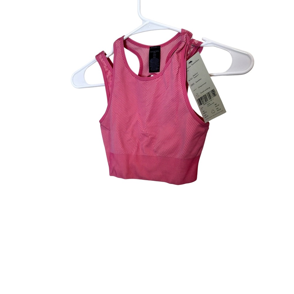 Sweaty Betty Sports Bra Womens Small Pink Stripe Illusion Seamless Compression
